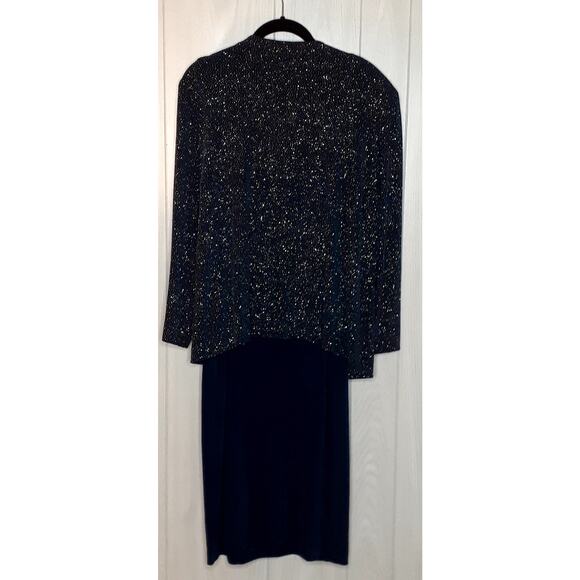 Alex Evenings Navy Sparkly 2 Piece Dress Set Size 14W Dress & Jacket - Picture 3 of 6